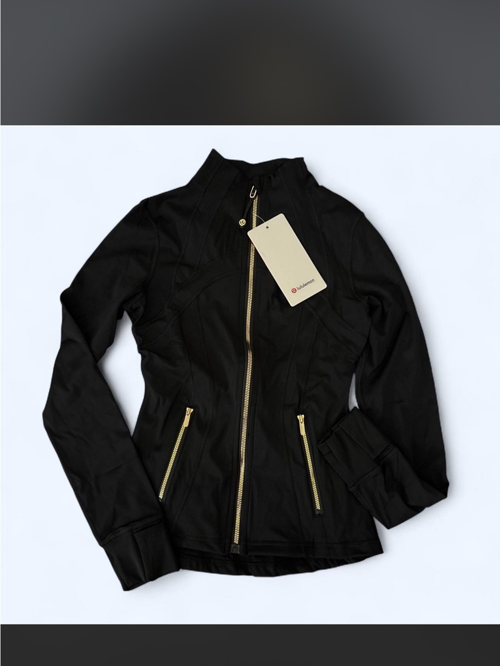 lululemon athletica Black Bomber Jacket with Gold Zippers